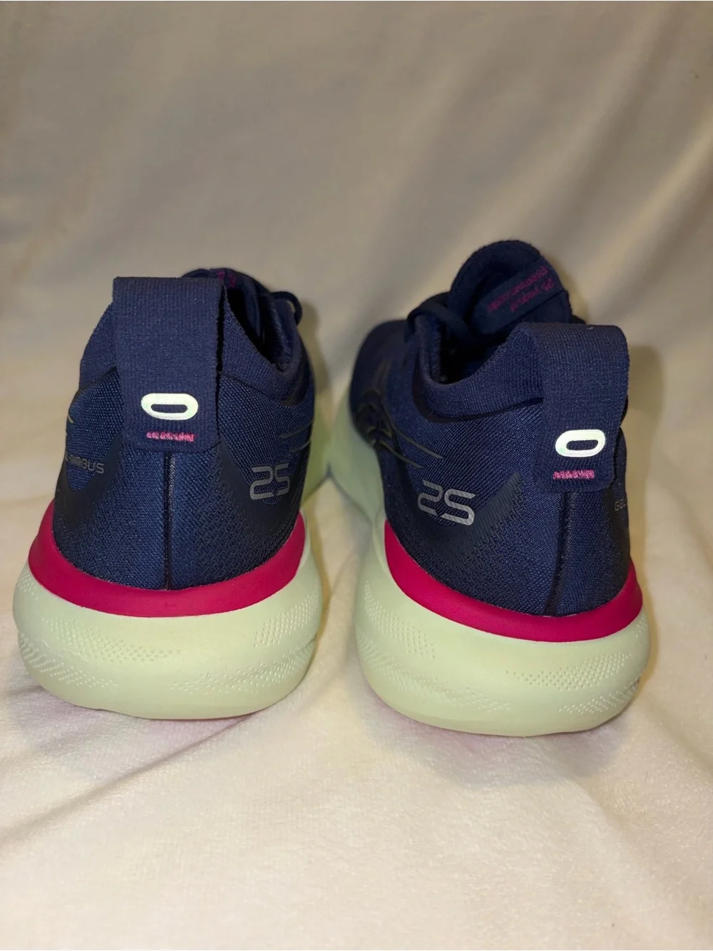 ASICS Navy Running Shoes with Pink and Lime Accents women size 8.5